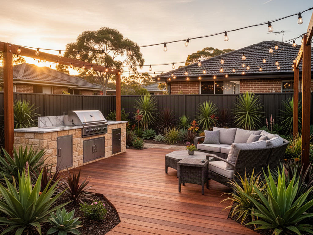 Completed Australian alfresco outdoor living area
